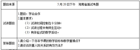 2018上半年小学心理健康教师资格证面试真题(第四批)考题回顾1