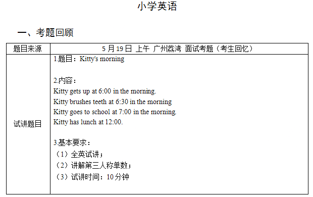 2018上半年小学英语教师资格证面试真题及答案(5.19上)考题回顾 2018上半年小学英语教师资格证面试真题及答案(5.19上)考题回顾